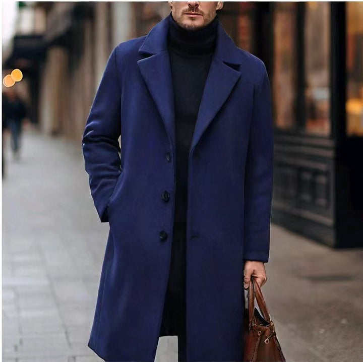 Men's elegant wool blend coat with lapel collar and straight cut Mune Fashion
