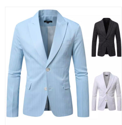 Men's tailored pinstripe blazer made of lightweight twill with a notched lapel and concealed side pockets Mune Fashion