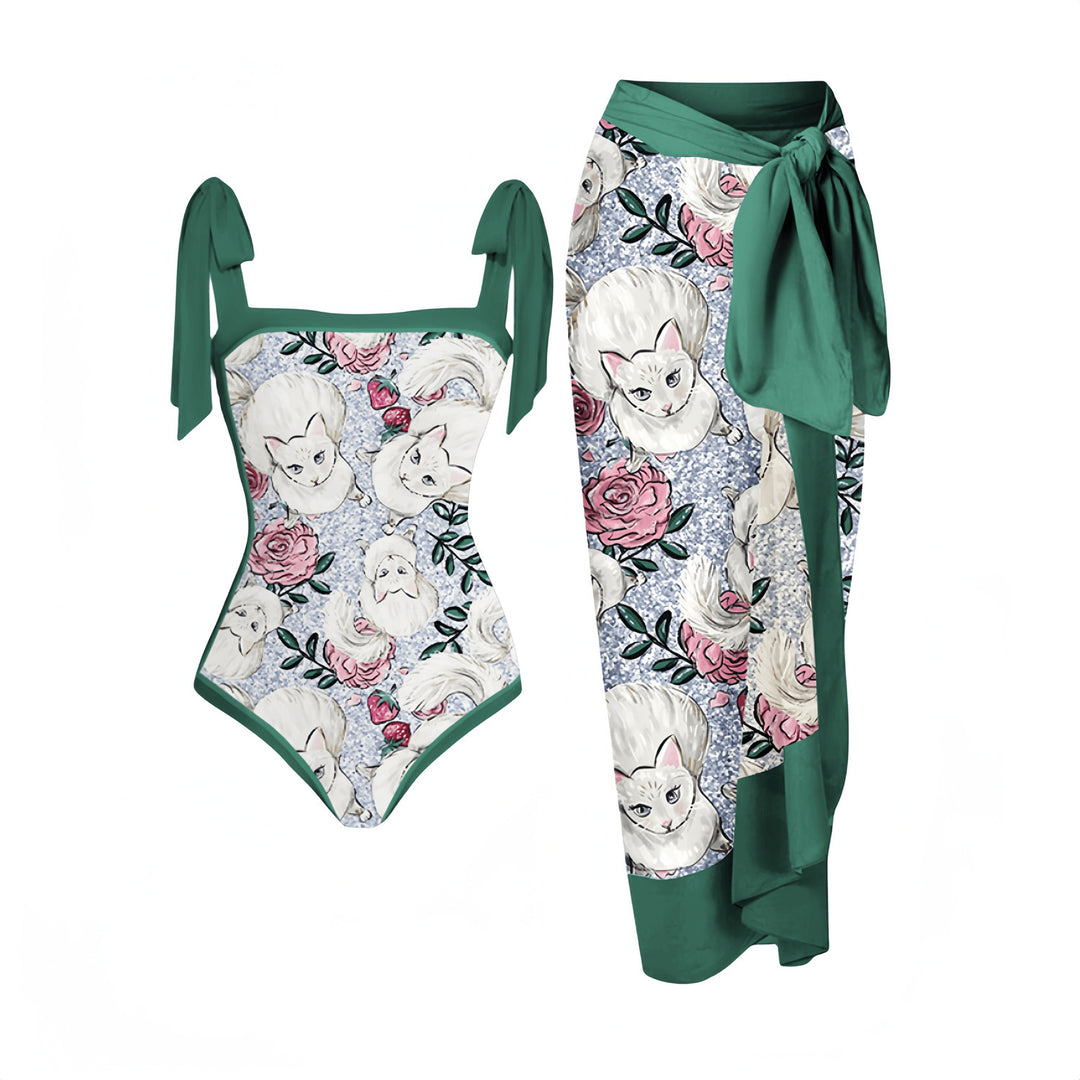 Women's Elegant Swimsuit with Matching Wrap Skirt Mune Fashion
