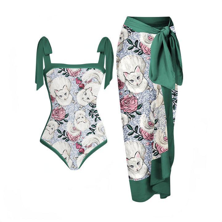 Women's Elegant Swimsuit with Matching Wrap Skirt Mune Fashion