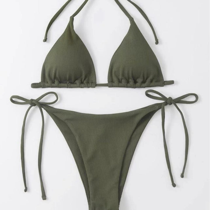 Women's triangle bikini with adjustable straps and playful ties Mune Fashion
