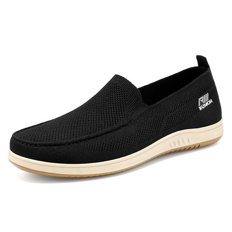 Men's lightweight mesh moccasin slipper with seamless knit upper, memory comfort insole, and slip-resistant flex sole Mune Fashion