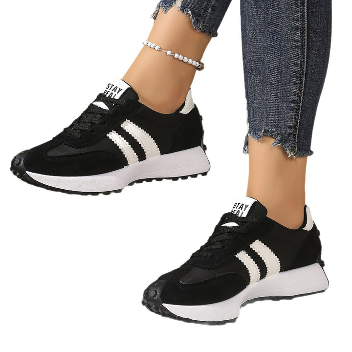 Ladies Retro Platform Sneaker with Velvet and Mesh Mix Mune Fashion
