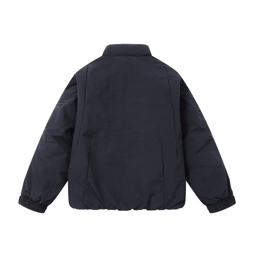 Men's short puffer jacket with protective stand-up collar, concealed zipper, and elastic hem Mune Fashion