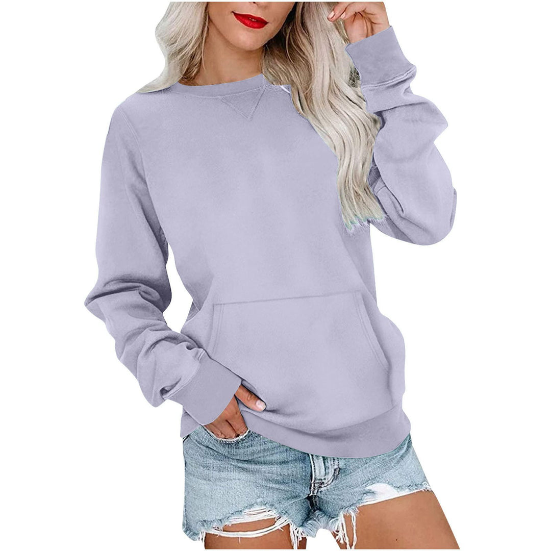 Women's Loose Sweatshirt with Round Neckline and Kangaroo Pocket Mune Fashion