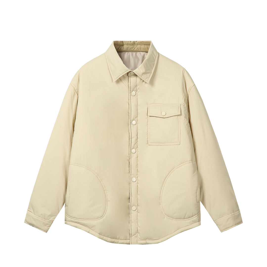 Unisex Short Cut Thermal Shirt Jacket with Shirt Collar and Flap Pocket Mune Fashion