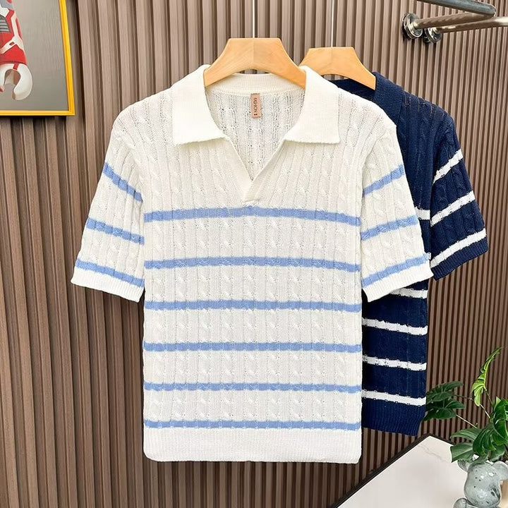 Men's short sleeve sweater with structured knit Mune Fashion