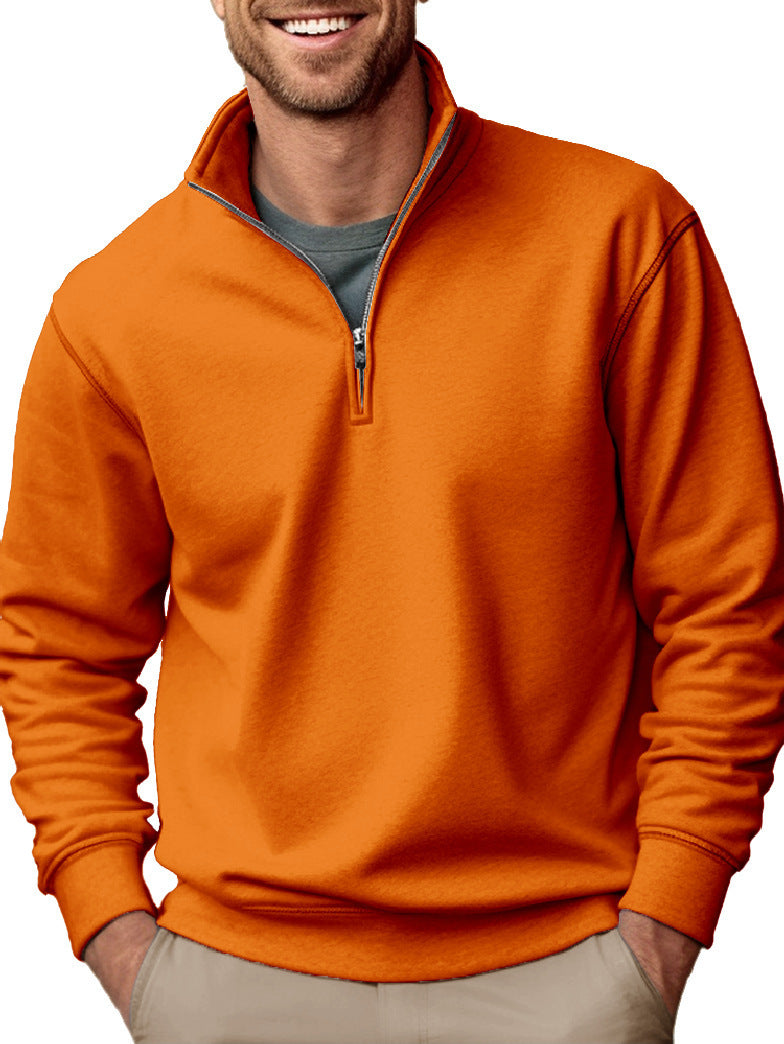 Men's half-zip sweatshirt with stand-up collar and soft fleece interior lining Mune Fashion