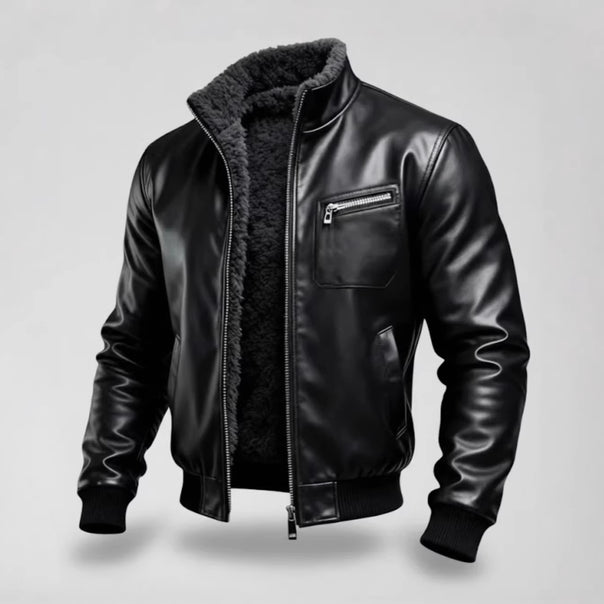 Men's leather jacket with lining