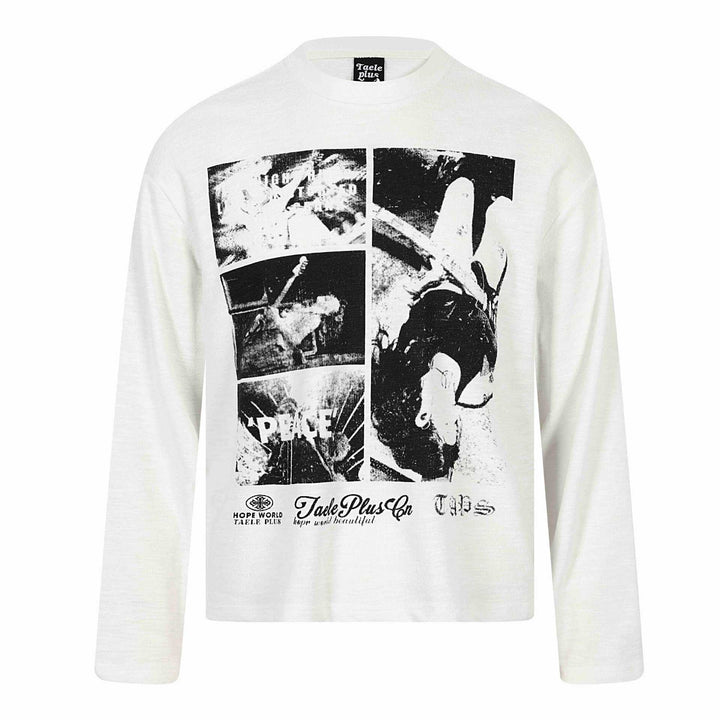 Unisex Long Sleeve Oversized Sweatshirt with Collage Photo Print and Soft Round Neck Mune Fashion