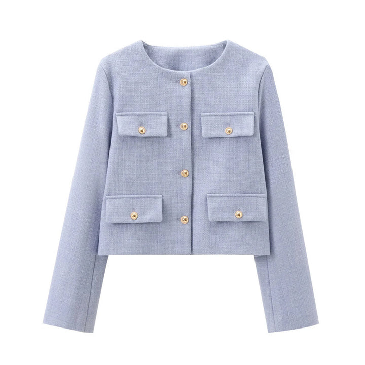 Women's Stylish Short Jacket with Flap Pockets