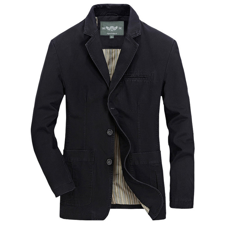 Men's Casual Canvas Blazer with Patch Pockets and Striped Lining Mune Fashion