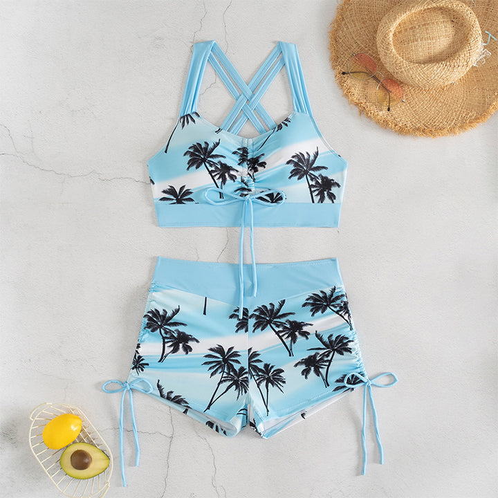Ladies bikini set with intricate knot design and high-cut shorts Mune Fashion