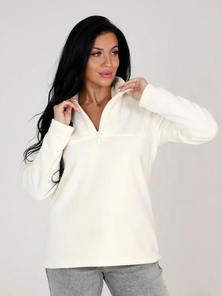 Ladies' fleece top with short half-zip and stand-up collar Mune Fashion