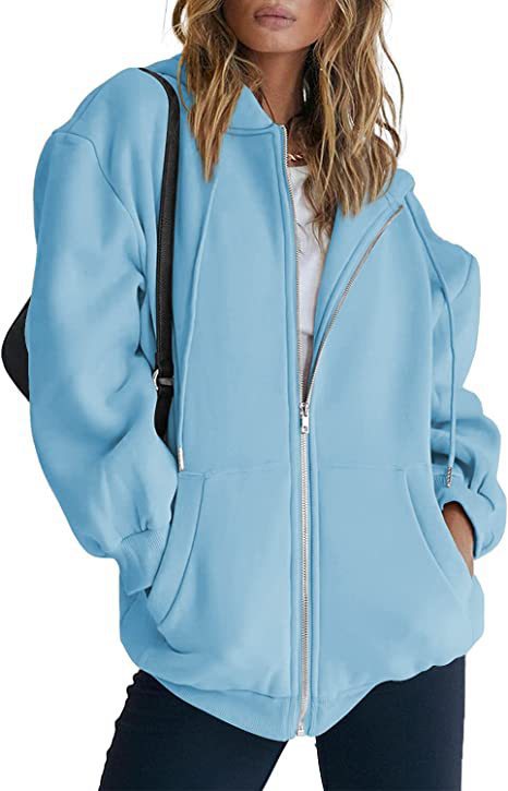 Women oversized hoodie jacket with full zip and kangaroo pockets Mune Fashion