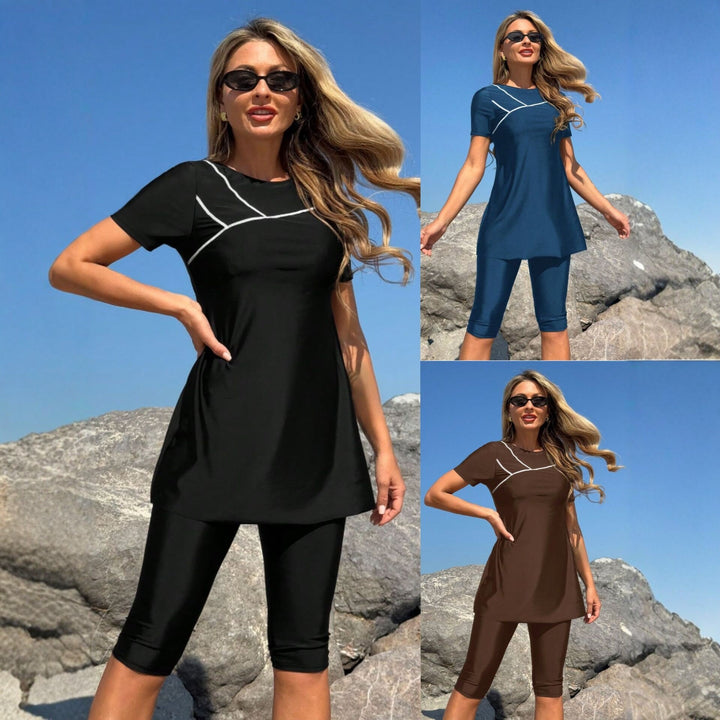 Ladies sporty swim set with short top and leggings Mune Fashion