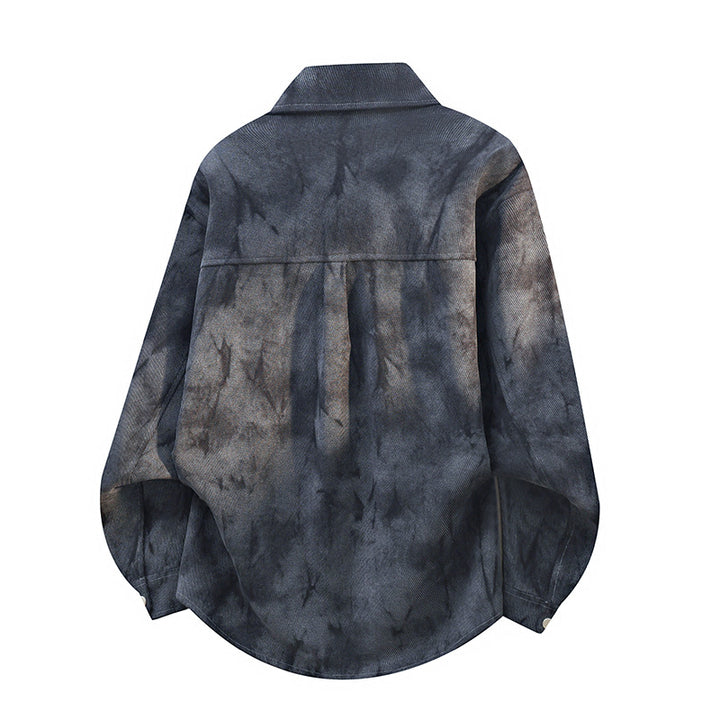 Men's oversized cord work shirt in batik look with snap button placket Mune Fashion