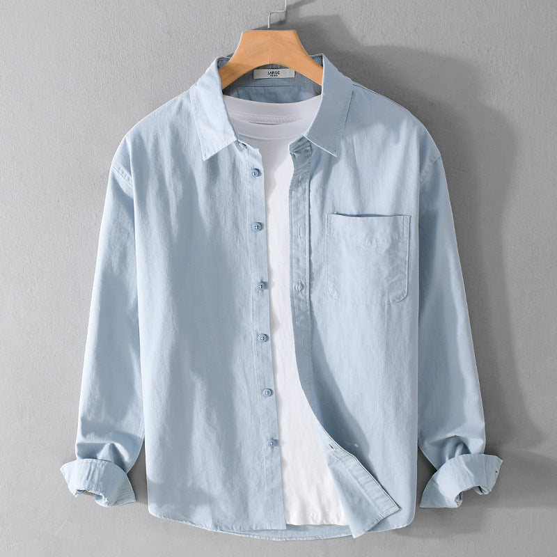 Men's Layered-Look Shirt Jacket made of Cotton Blend with Kent Collar and Chest Pocket Mune Fashion