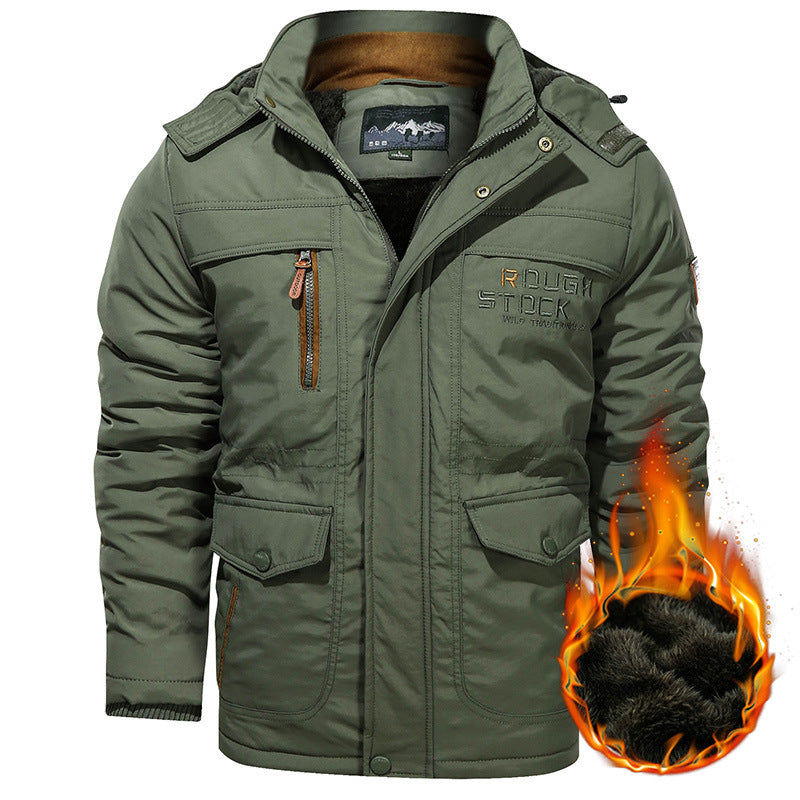 Men's insulated hooded parka with Sherpa lining, windproof front and multifunctional pockets Mune Fashion