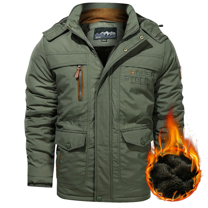 Men's insulated hooded parka with Sherpa lining, windproof front and multifunctional pockets Mune Fashion