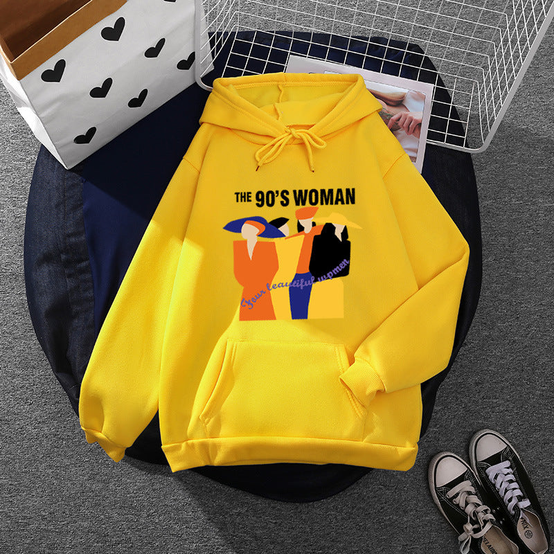 Women's oversized hoodie with 90s illustration print, brushed fleece, and kangaroo pocket Mune Fashion