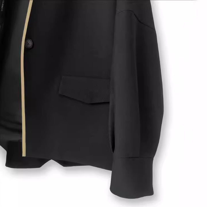 Women's Fashionable Blazer Jacket with Elegant Piping Mune Fashion