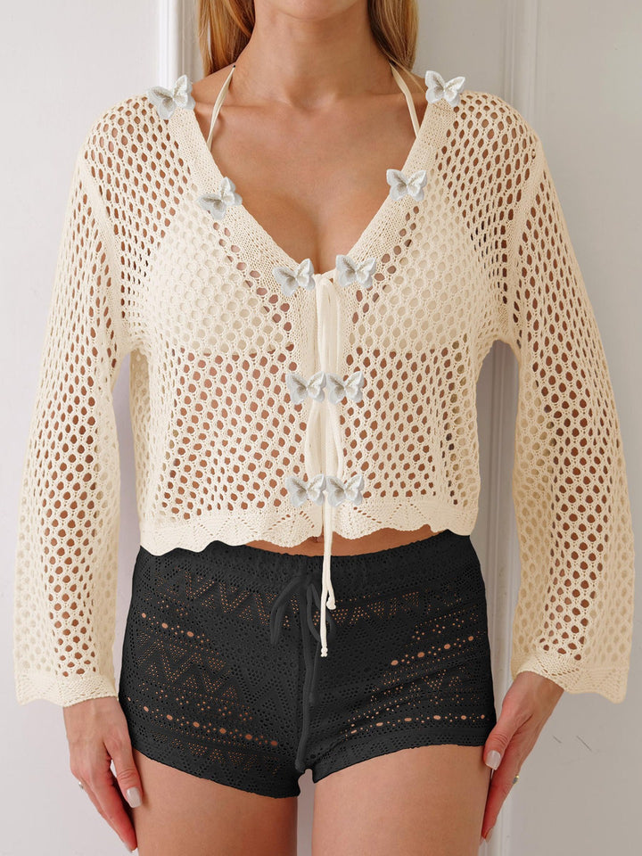 Women's airy beach cover-up with floral crochet pattern Mune Fashion