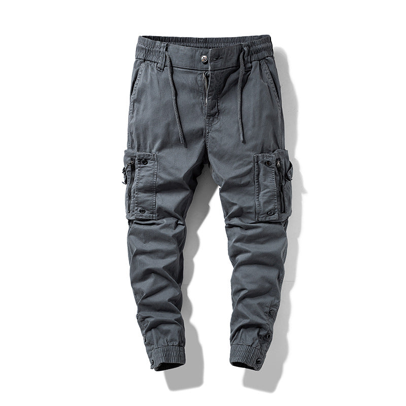 Men's Multifunctional Cargo Jogging Pants with Drawstring Waistband, Zipper Pockets, and Adjustable Ankle Cuffs Mune Fashion