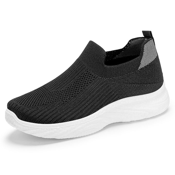 Women's seamless knit slip-on comfort walker with sock-like shaft, reactive memory footbed insert, and flexible EVA lightweight sole Mune Fashion