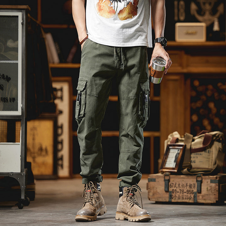 Men's Tactical Utility Cargo Pants with Reinforced Knee Patches, Multifunctional Pockets and Drawstring Waist Mune Fashion