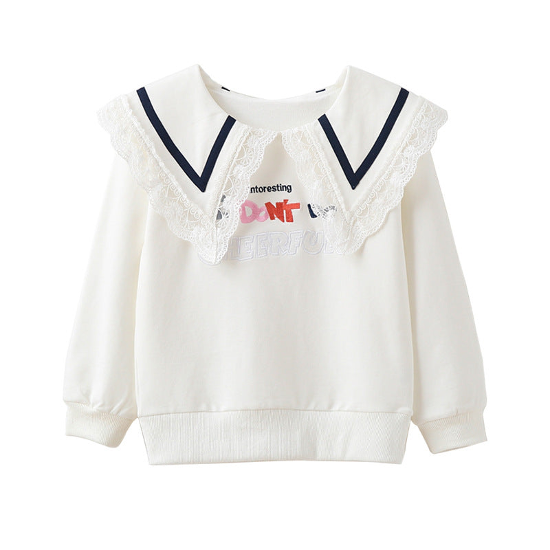 Women's sweatshirt with lace collar Mune Fashion