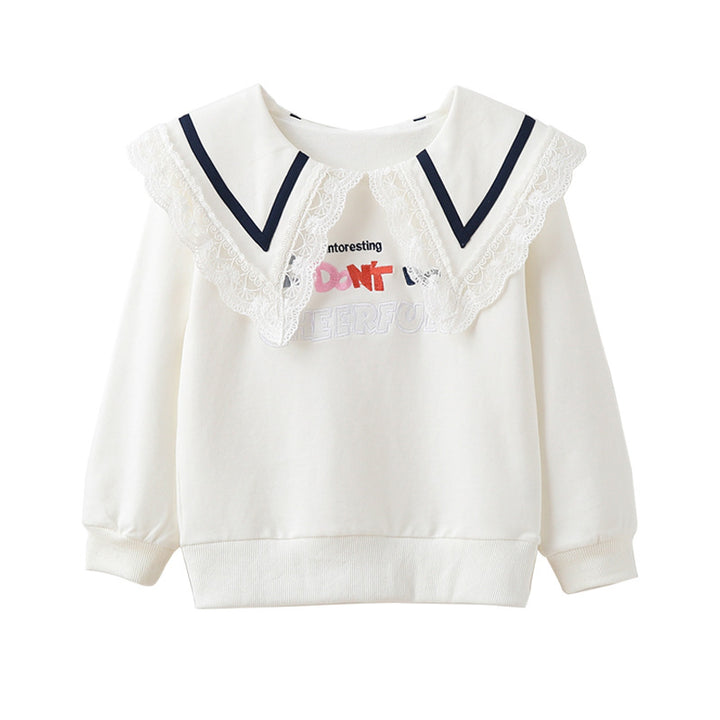 Women's sweatshirt with lace collar Mune Fashion
