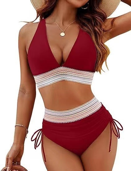 Women's High-Cut Bikini with V-Neckline and Ruffled Detail Mune Fashion