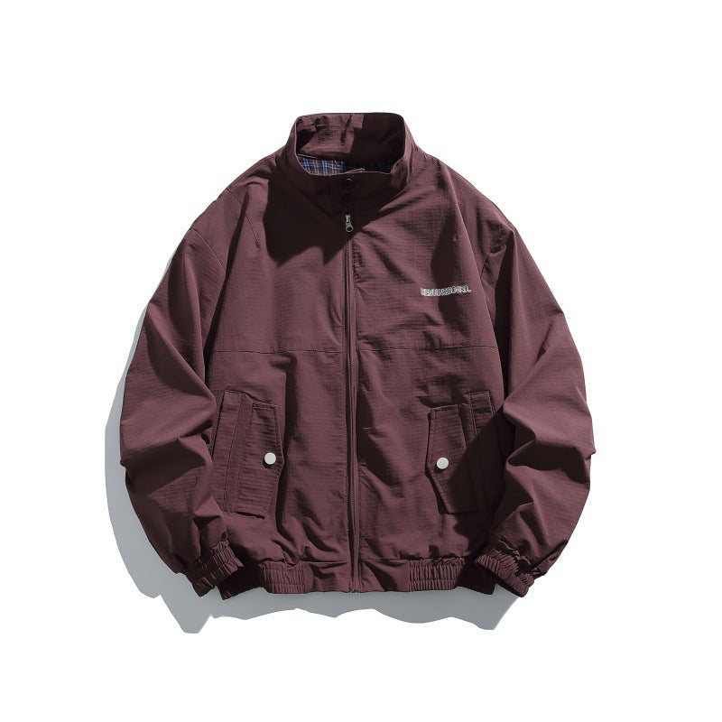 Men's Casual Boxy Blouson made of structured microfiber with stand-up collar, zipper and patched flap pockets Mune Fashion