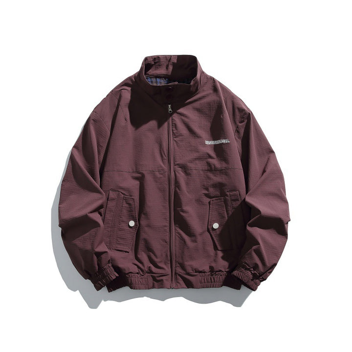 Men's Casual Boxy Blouson made of structured microfiber with stand-up collar, zipper and patched flap pockets Mune Fashion
