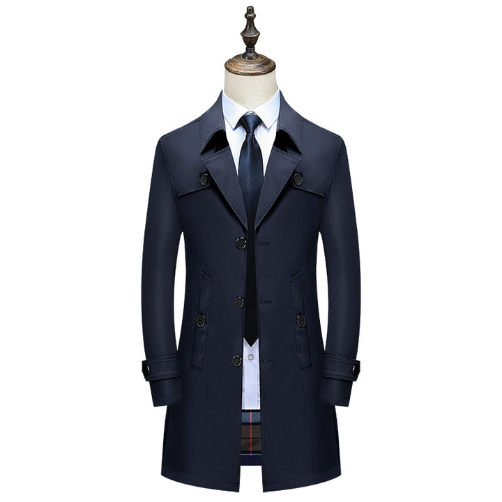 Men's Classic Trench Coat with Checked Lining and Weather Protection Mune Fashion