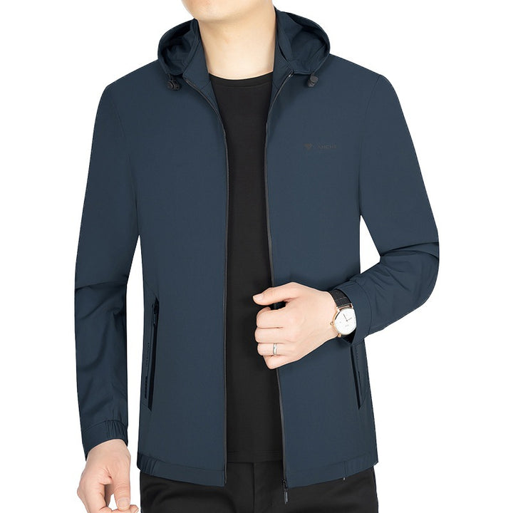 Men's Lightweight Softshell Functional Jacket with Hood Water-repellent Breathable Mune Fashion