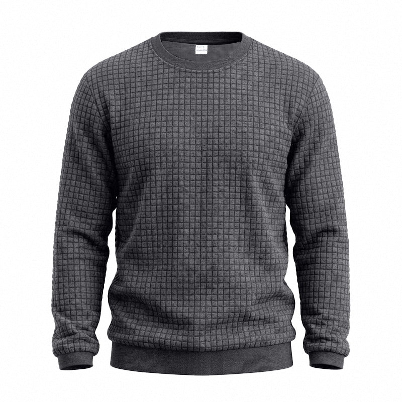 Men's Structured Round Neck Sweatshirt with Waffle Texture and Ribbed Cuffs Mune Fashion
