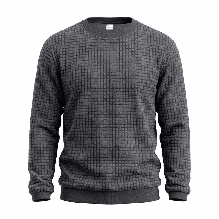 Men's Structured Round Neck Sweatshirt with Waffle Texture and Ribbed Cuffs Mune Fashion