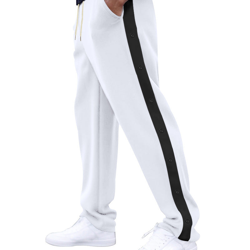 Men's relaxed fit joggers with snap button side stripe and elastic drawstring waistband Mune Fashion