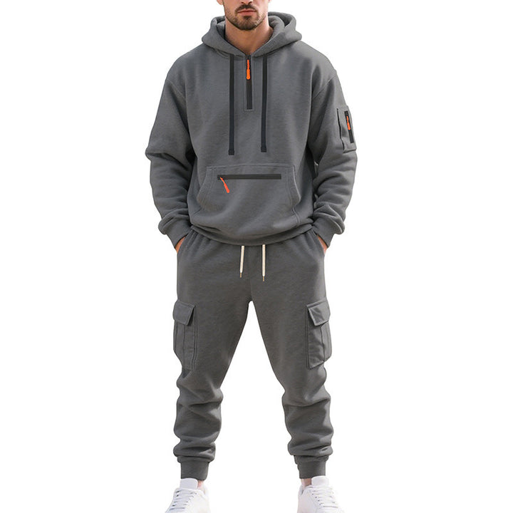 Men's Two-Piece Performance Tracksuit with Hooded Hoodie, Water-Repellent Zippers and Cargo Jogger Mune Fashion