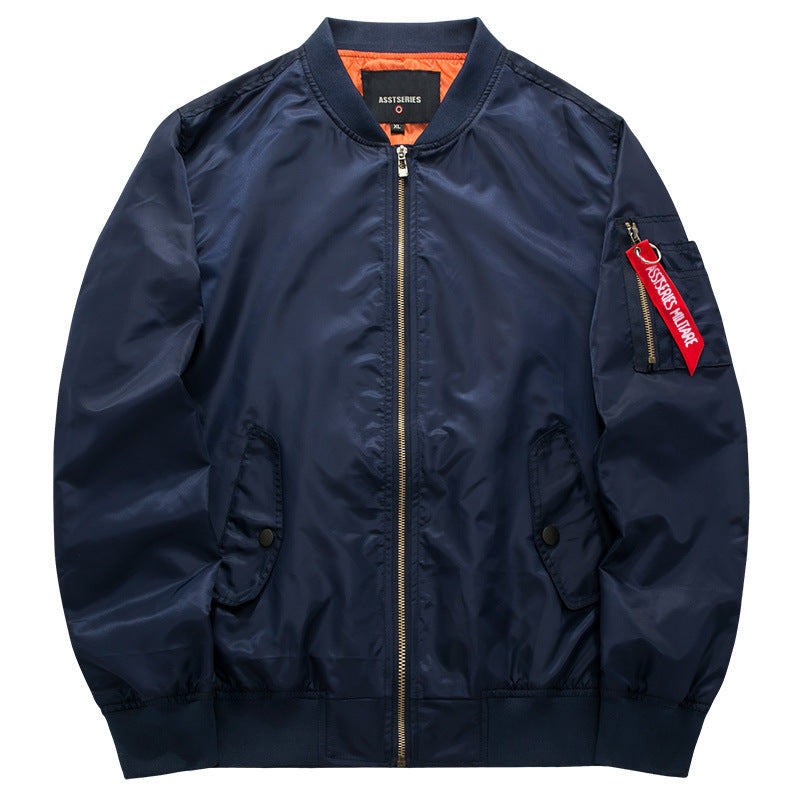 Men's Modern Nylon Bomber Jacket with Contrasting Lining, Sleeve Zipper Pocket and Ribbed Cuffs Mune Fashion