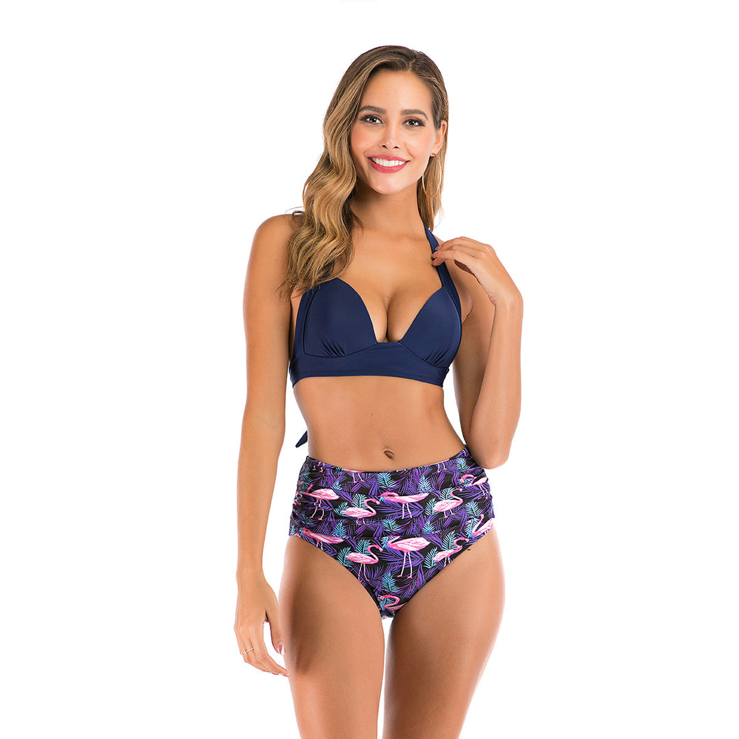 Women High-waisted bikini with deep neckline and trendy animal print Mune Fashion