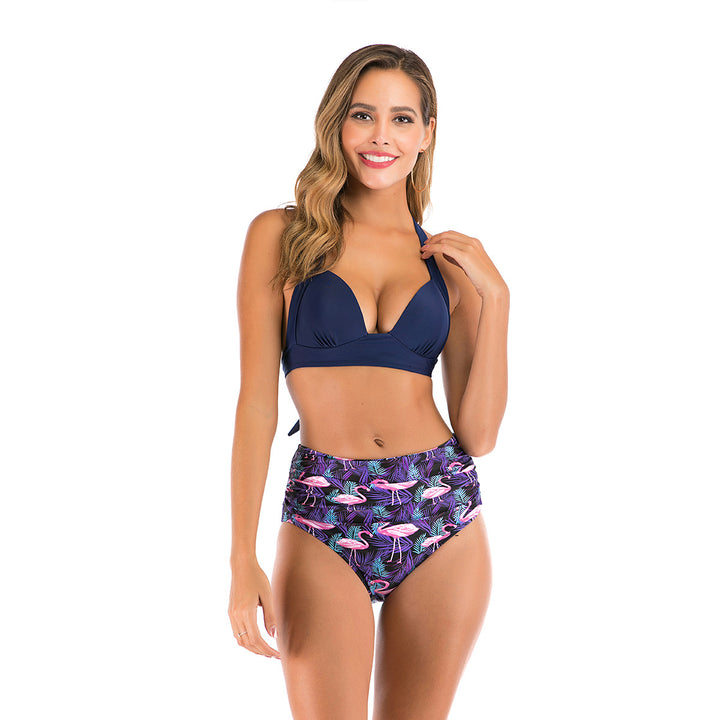 Women High-waisted bikini with deep neckline and trendy animal print Mune Fashion