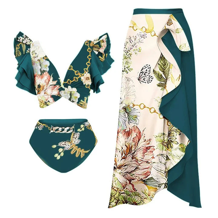 Women's bikini set with voluminous sleeves and elegant wrap skirt Mune Fashion