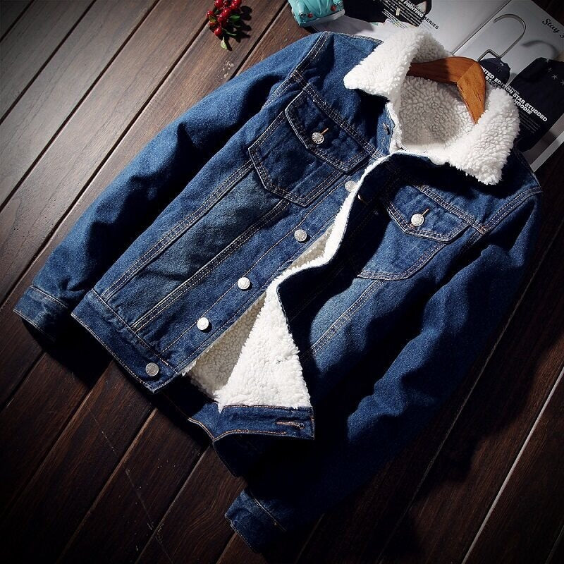 Women Casual Denim Jacket with Fleece Lining Mune Fashion