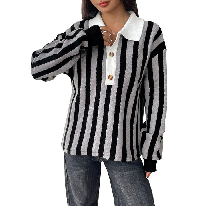Women’s Sporty Polo Shirt with Stripes Mune Fashion