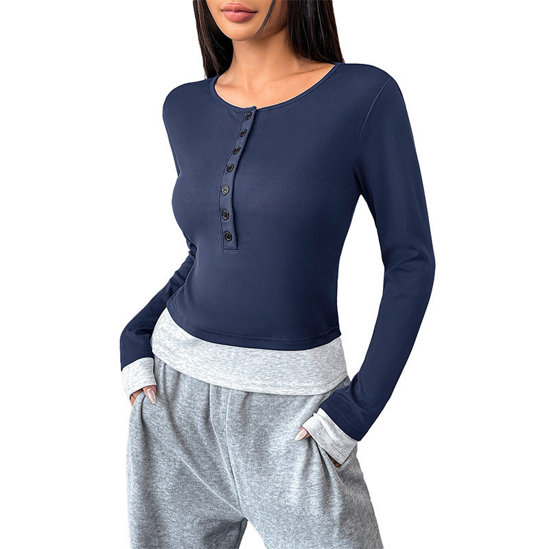 Women's Fashionable Long Sleeve Shirt with Button Details Mune Fashion