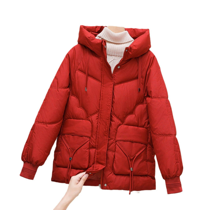 Women's Padded Winter Jacket with Hood and Heart Details Mune