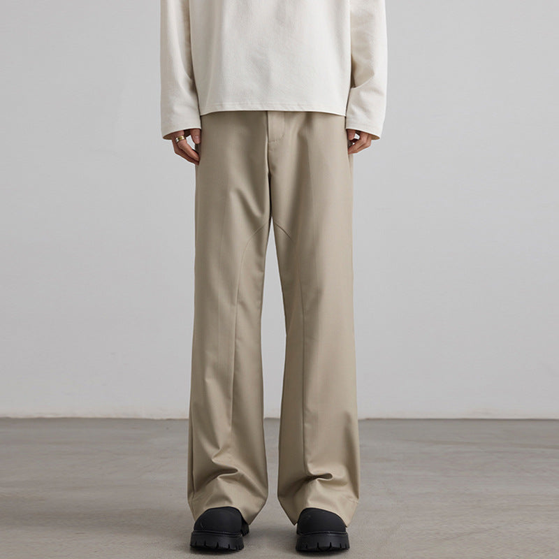 Men's Wide Pleated Trousers with Wide Leg and Belt Loops Mune Fashion